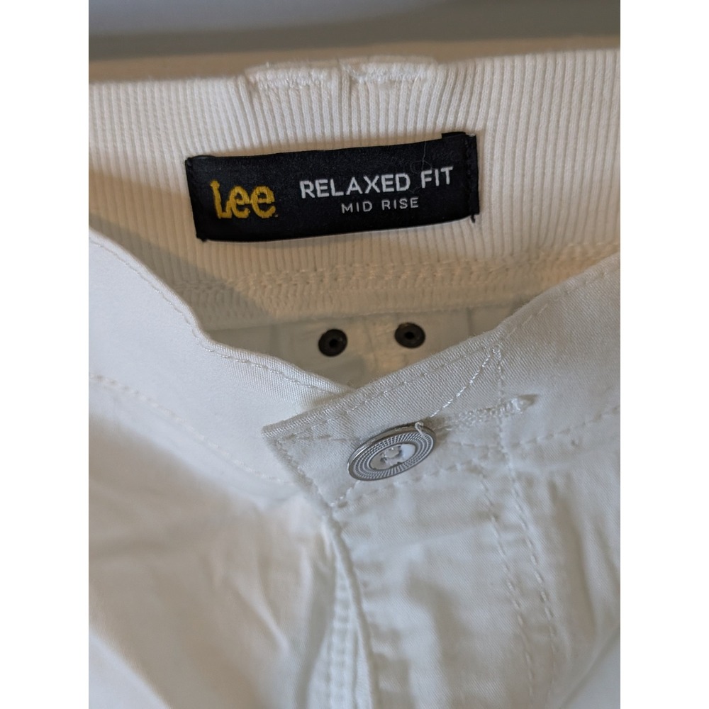 Lee Relaxed Fit Mid Rise White Cargo Capri Pants Women 10 Medium - Picture 4 of 5